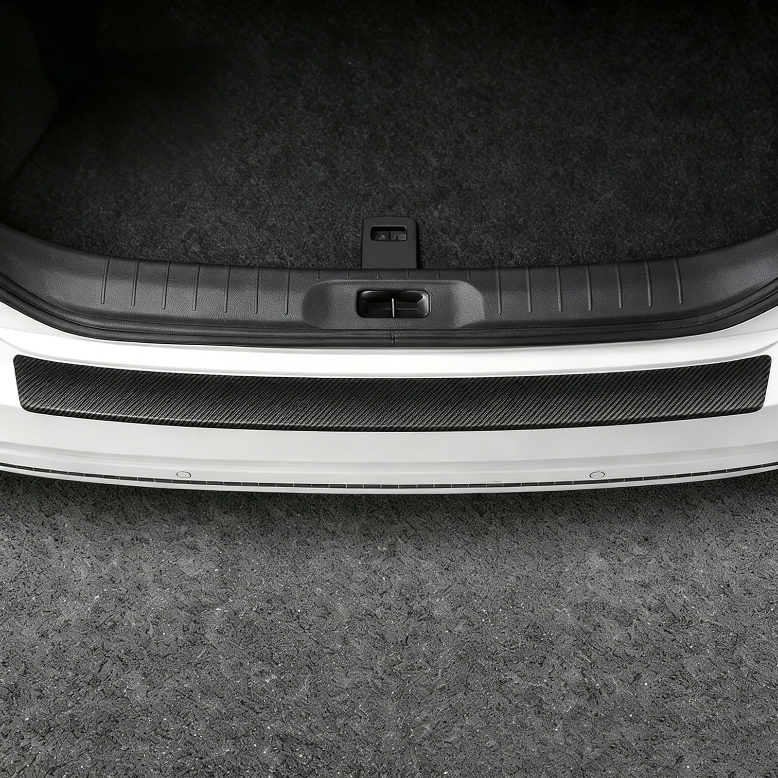 Qizun Normal Car Rear Bumper Protector Sticker For Audi A5l Sedan (B10) 2025 2026, Trunk Guard Sill Plate Cover Carbon Fiber Texture Scratch Resistant Trim
