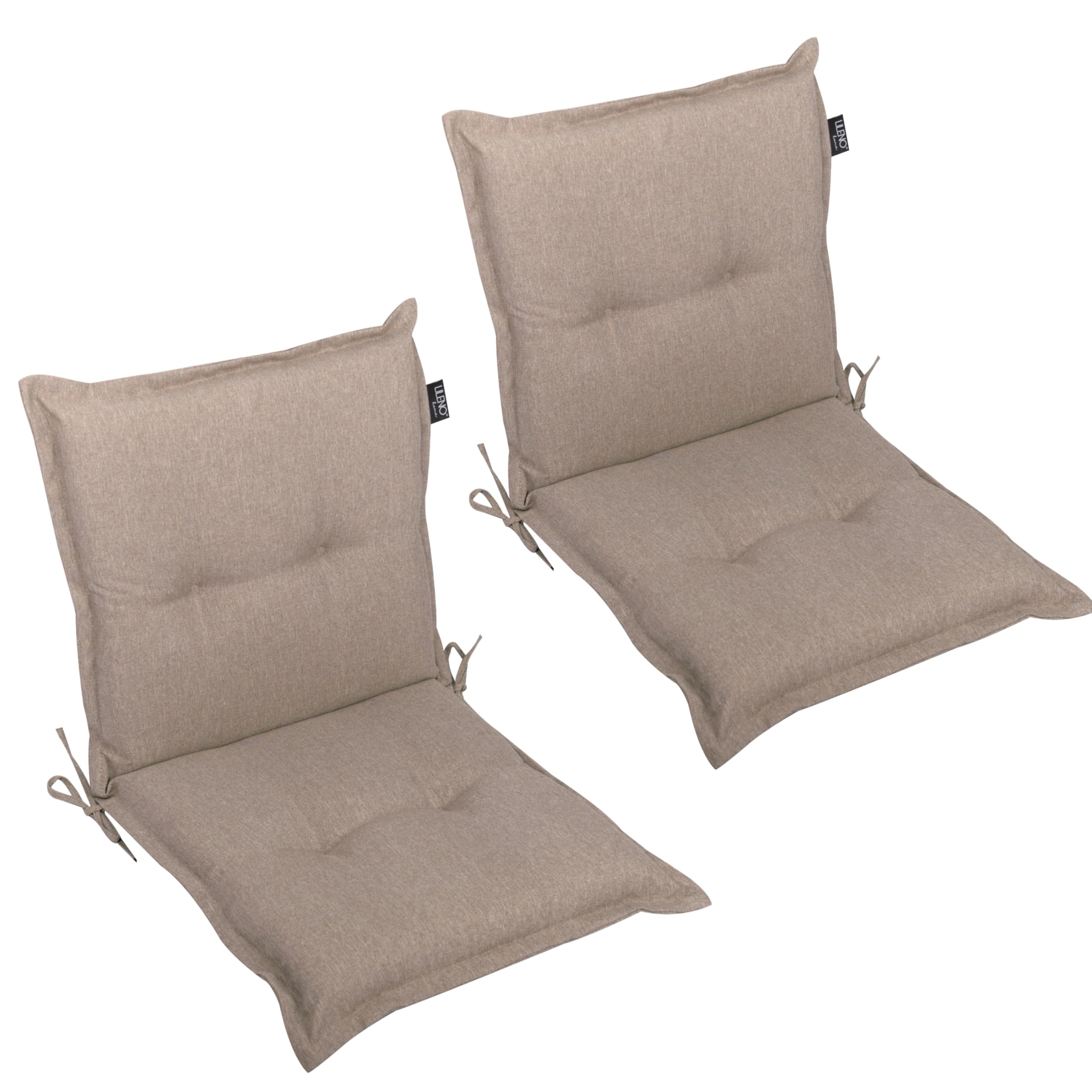 LILENO HOME Gartenstuhl Auflagen als [2er Set - Niedriglehner] in Taupe Y - Bequeme Liegen als Sitzauflagen für Gartenmöbel - Stuhlkissen für Gartenstühle und Klappstühle MAR