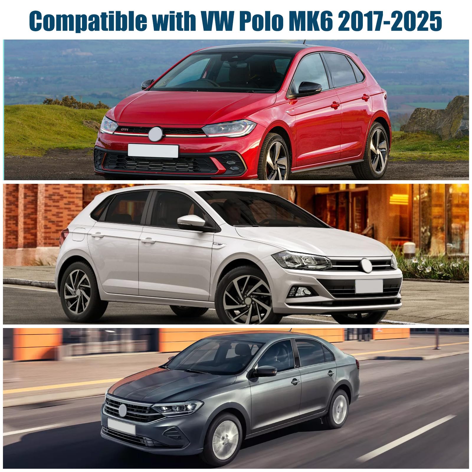 Parabrezza Parasole Auto di Compatibile con VW Polo MK6 2017-2025, 6 Pezzi Copertura Parasole Interna Auto, Visiere Parasole Impermeabile e Pieghevole