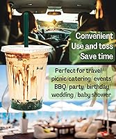 Vista 3 de Vasos de plástico transparente de 16 onzas con tapas y popotes, vasos desechables para bebidas frías, café helado, batidos, batidos, 25