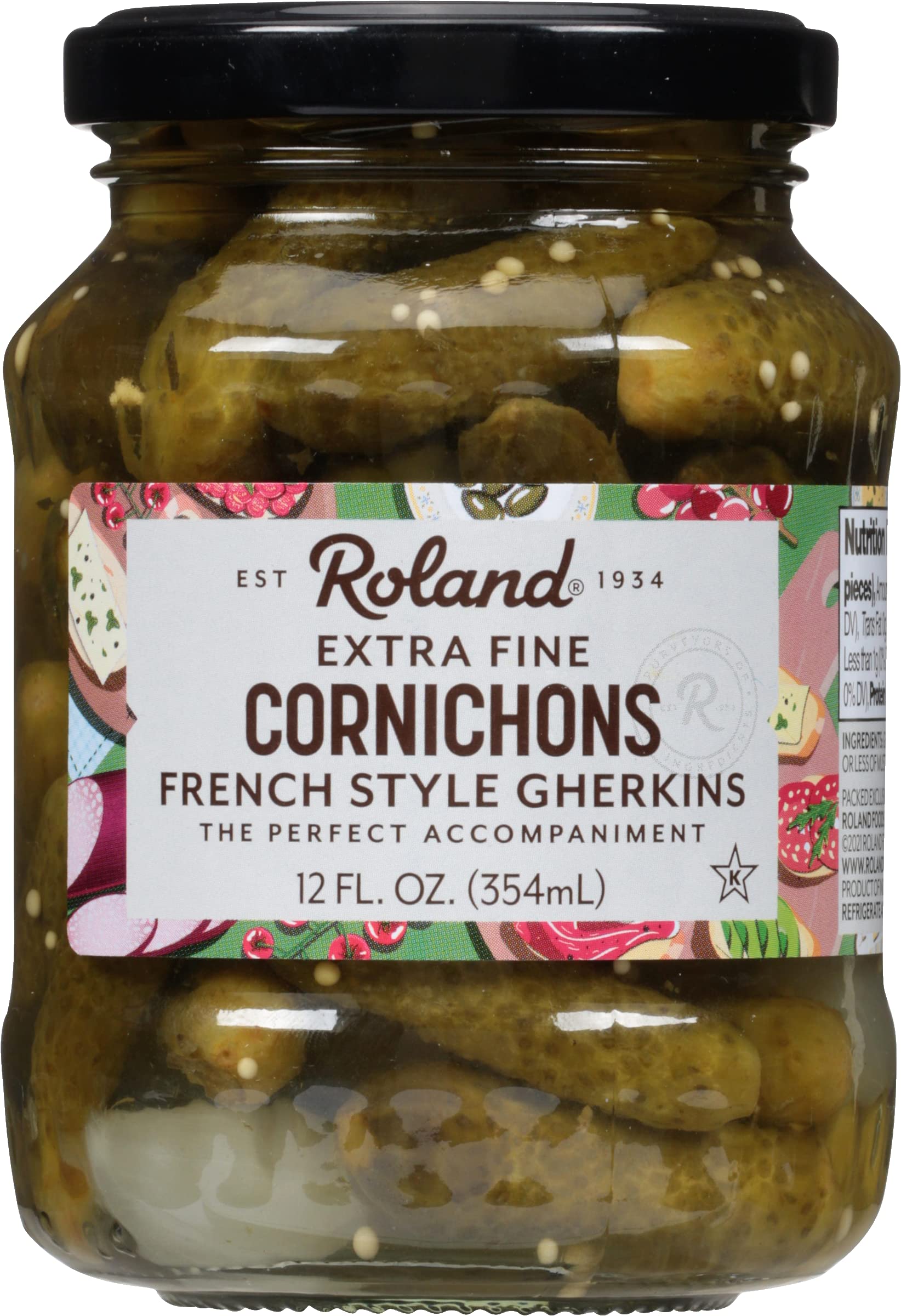 Roland Foods Extra Fine Cornichons, Classic French Recipe, 12 Oz