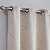 Vista 3 de Warm Home Designs Panel de cortina opaca para puerta de patio extra ancho de 102 x 96 pulgadas, color beige con patrón de hojas en relieve 3D. Ideal