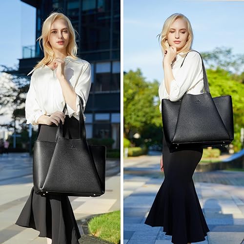 Miniatura 6 de LOVEVOOK Bolsa para laptop para mujer, 15.6 pulgadas, piel sintética, con embrague, bolso de oficina de gran capacidad, maletín para computadora