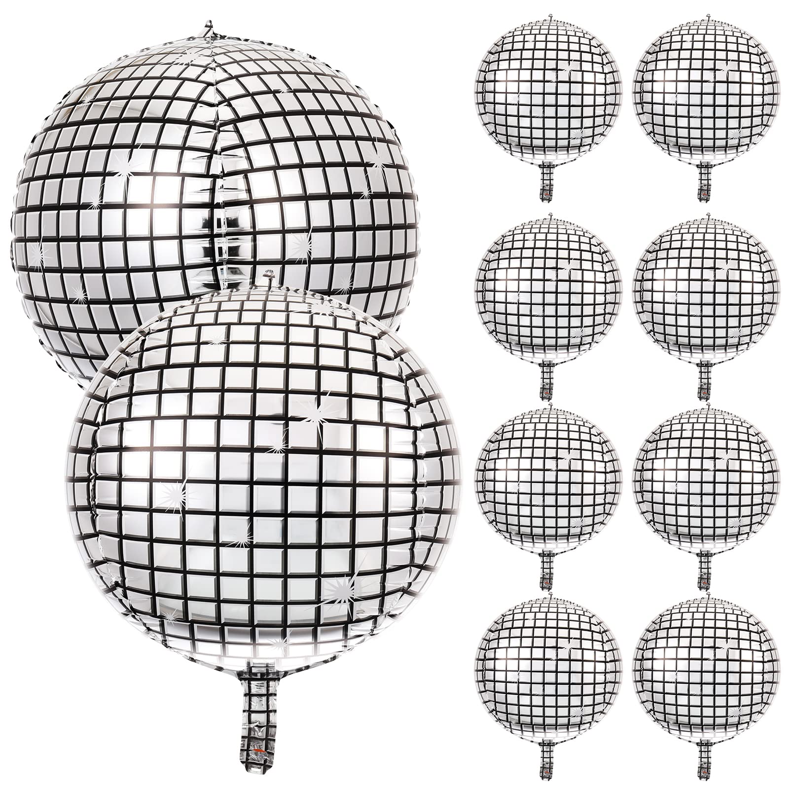 Vokmon 10 Pieces 22 Inch Disco Ball Balloons 4D Large Mirror Foil Balloons Aluminum Mylar Helium Balloons Retro Mirror Balloons Disco Dance Party Supplies for Birthday Adults Graduating Wedding