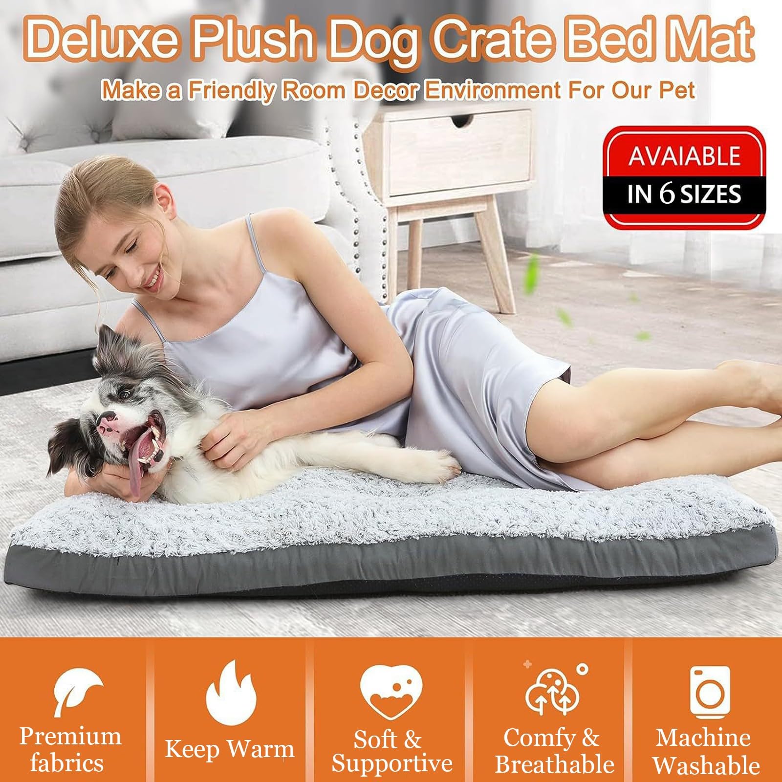 Generisch Hundekorb Groß Hundebett Flauschig Hunde Bett Katzensofa Luxus Hundenest Grosse Hunde OrthopäDisch(104x74cm)