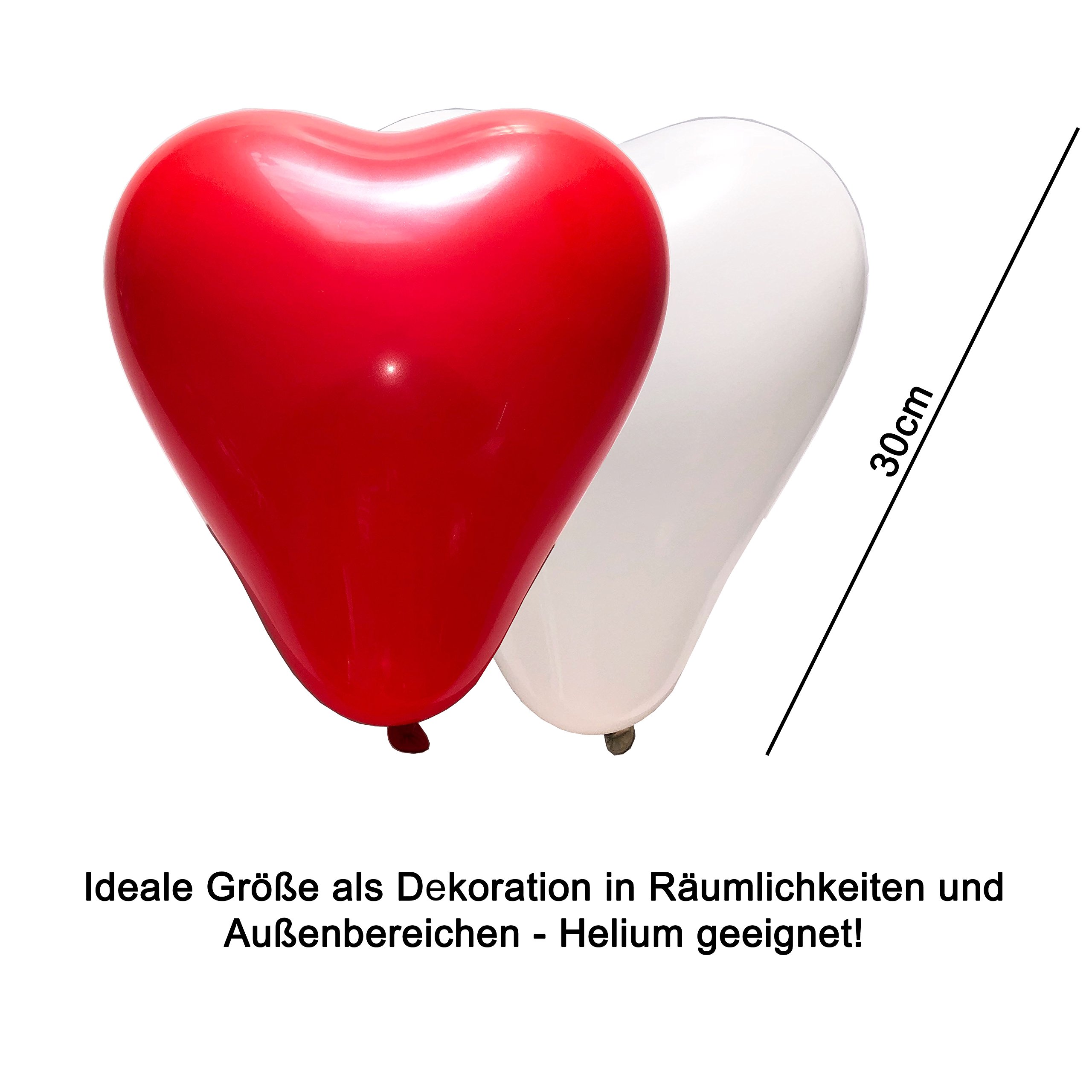 Lot De 100 Ballons En Forme De Cœur Rouge Et Blanc
