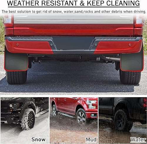 Miniatura 2 de Aletas de barro para F150 2021 2022 2023 2024  No hay necesidad de taladrar agujeros, moldura de labio de rueda delantera y trasera protector contra