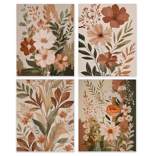 BESERH Boho Abstract Floral Wall Decor, Vintage Floral Wall Art