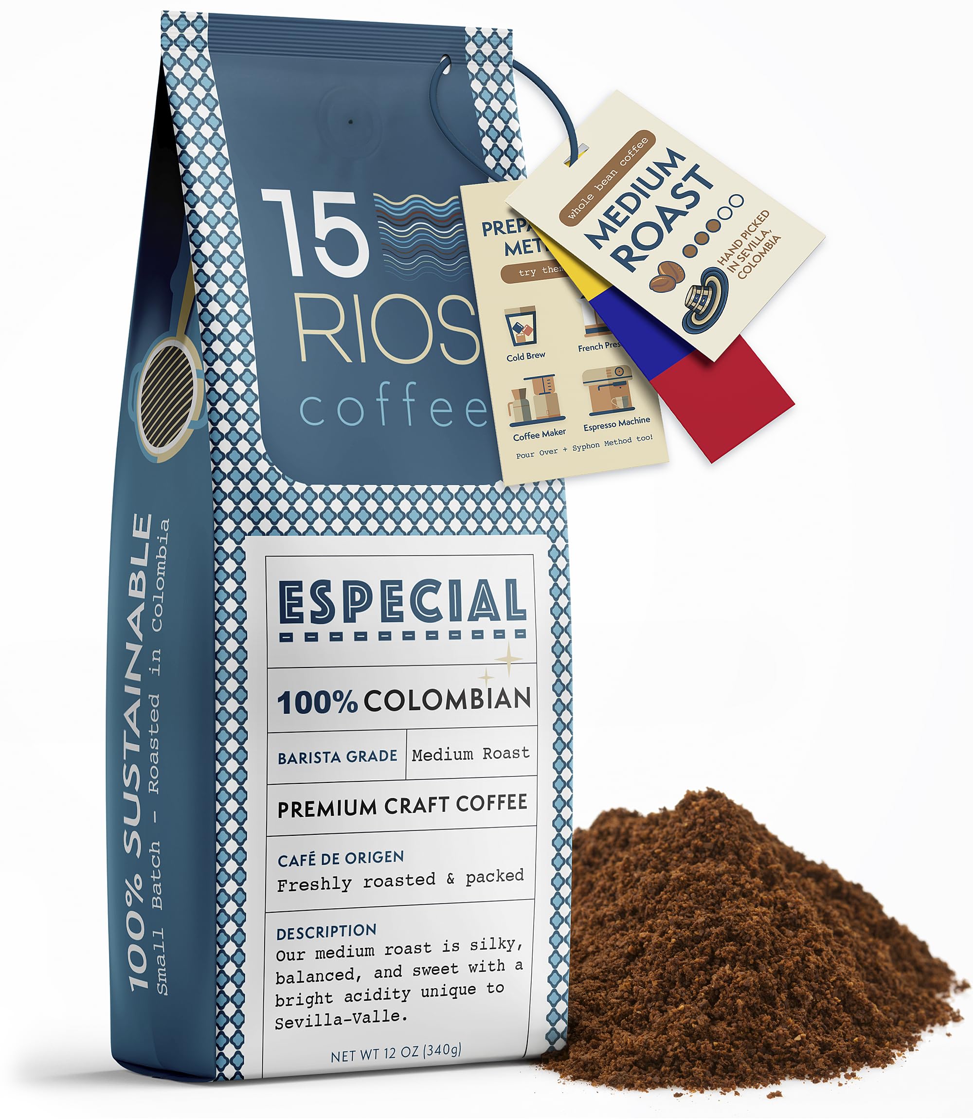 Colombian Ground Coffee Medium Roast Sweet Nutty Notes Bold And Balanced Taste Handpicked Arabica Beans Fresh Roasted High Altitude Single Origin Small Batch Craft Specialty Excelso Coffee Gift 12oz