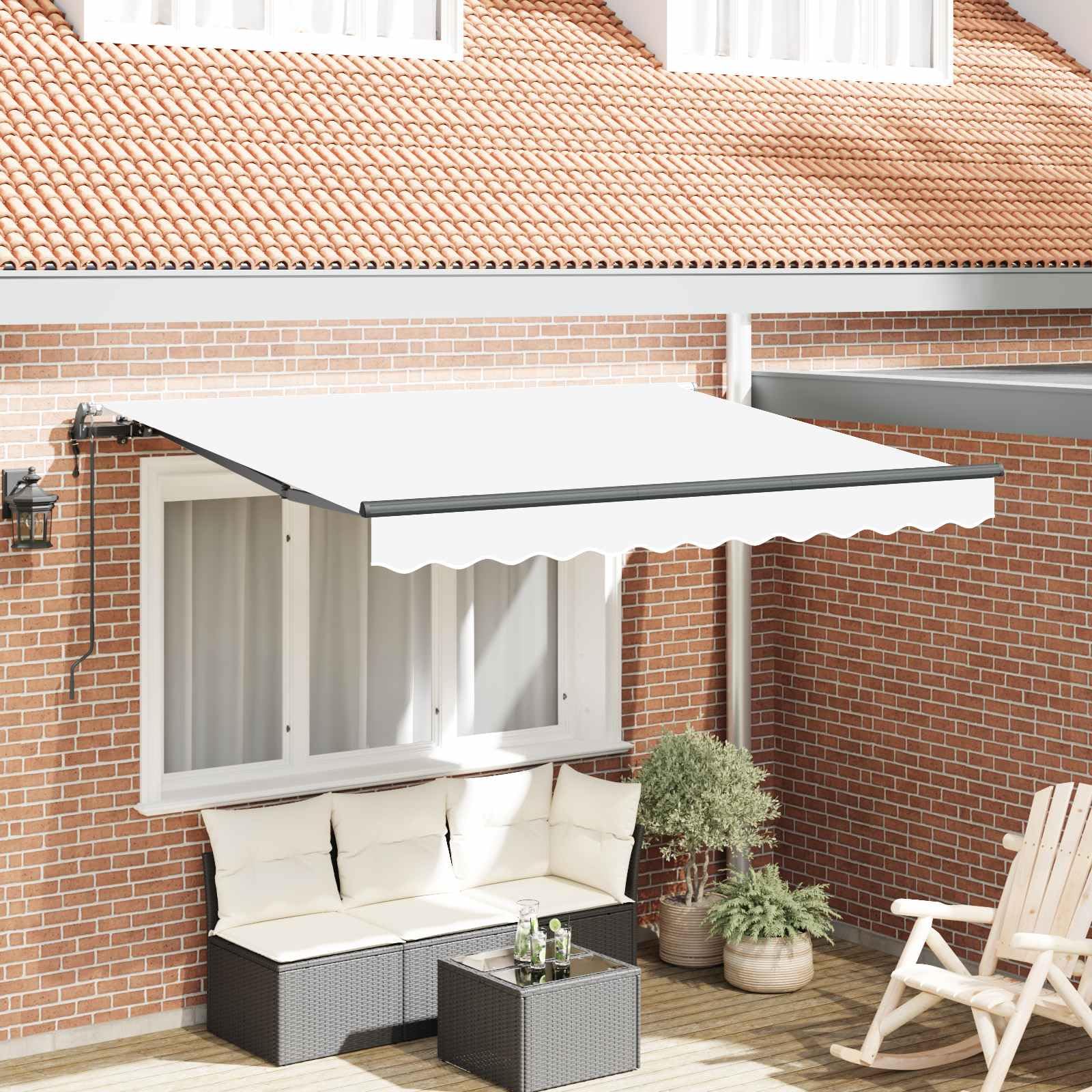 Auvent rétractable blanc 250 x 200 cm pour l'ombrage du jardin