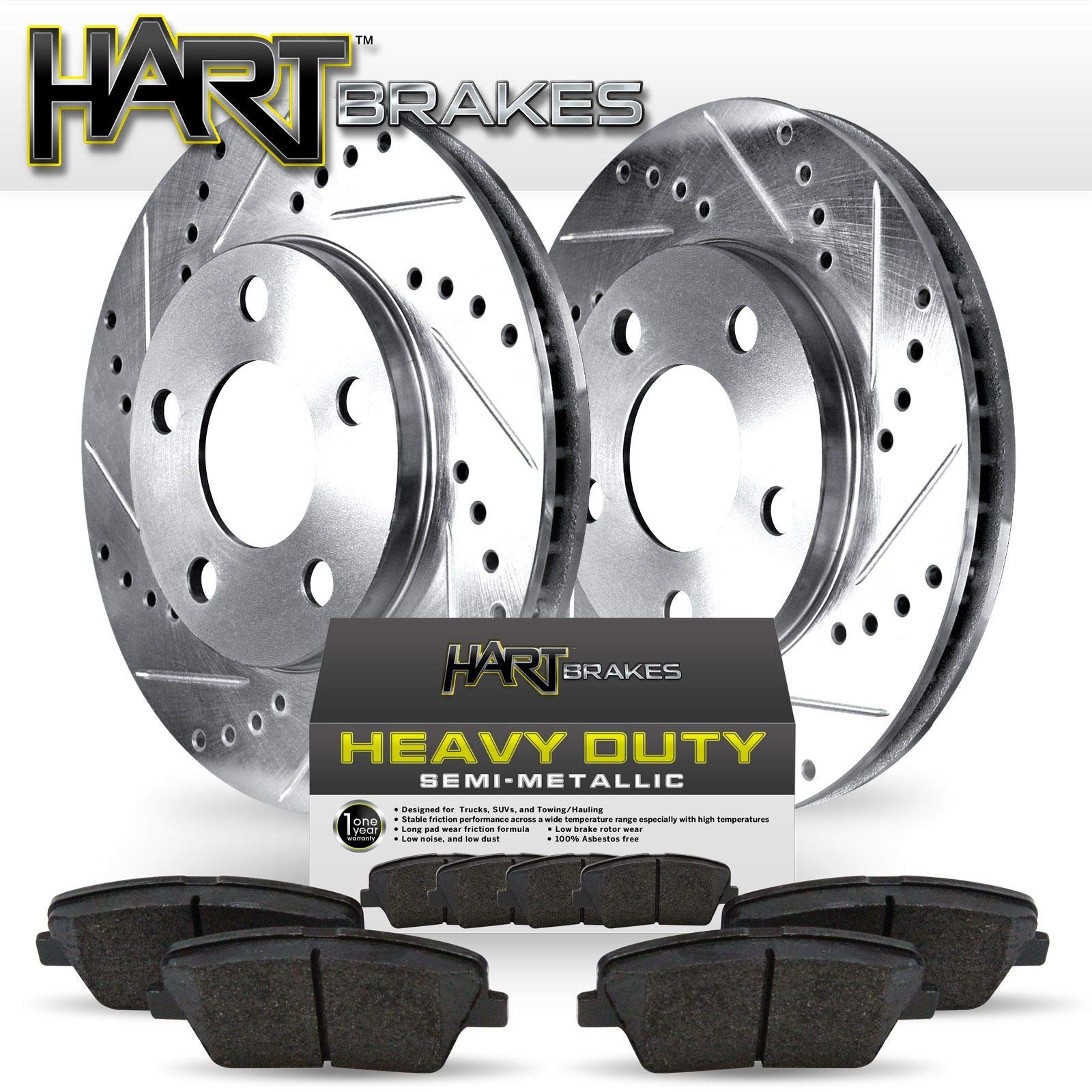 Hart BrakesFront Brakes and Rotors Kit |Front Brake Pads| Brake Rotors and Pads| Heavy Duty Brake Pads and Rotors |fits 2002-2006 Ford Expedition, 2002-2006 Lincoln Navigator