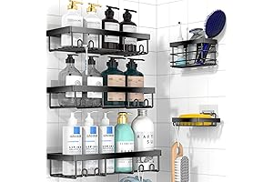Roomy and Adaptable, the Moforoco Five-Pack Adhesive Shower Organizer Meets Every Storage Need