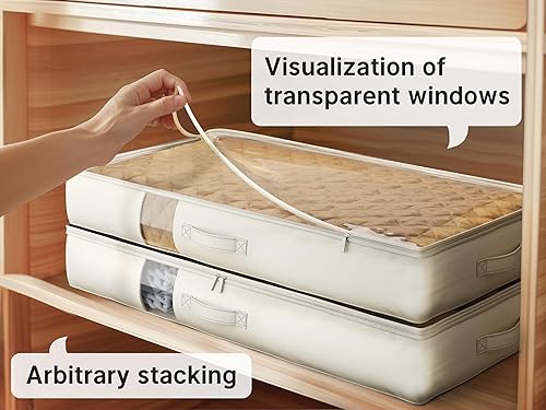 Miniatura 8 de Bolsas de almacenamiento plegables de lados suaves debajo de la cama con ventana, organizadores de armario sin marco rígido, contenedores de