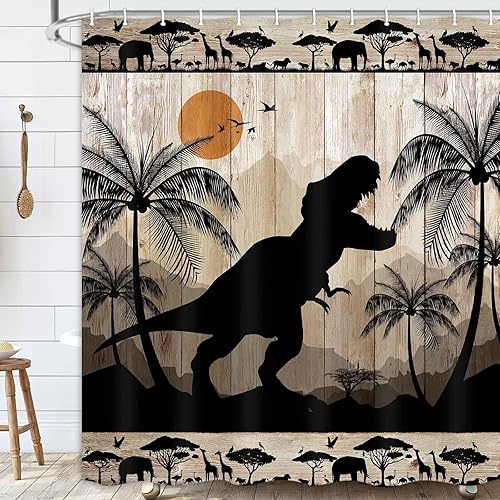 Miniatura 24 de JAWO Cortina de ducha de hongos, cortinas de ducha bohemias con diseño floral, diseño de rana divertida, juego de accesorios de baño con ganchos, 69