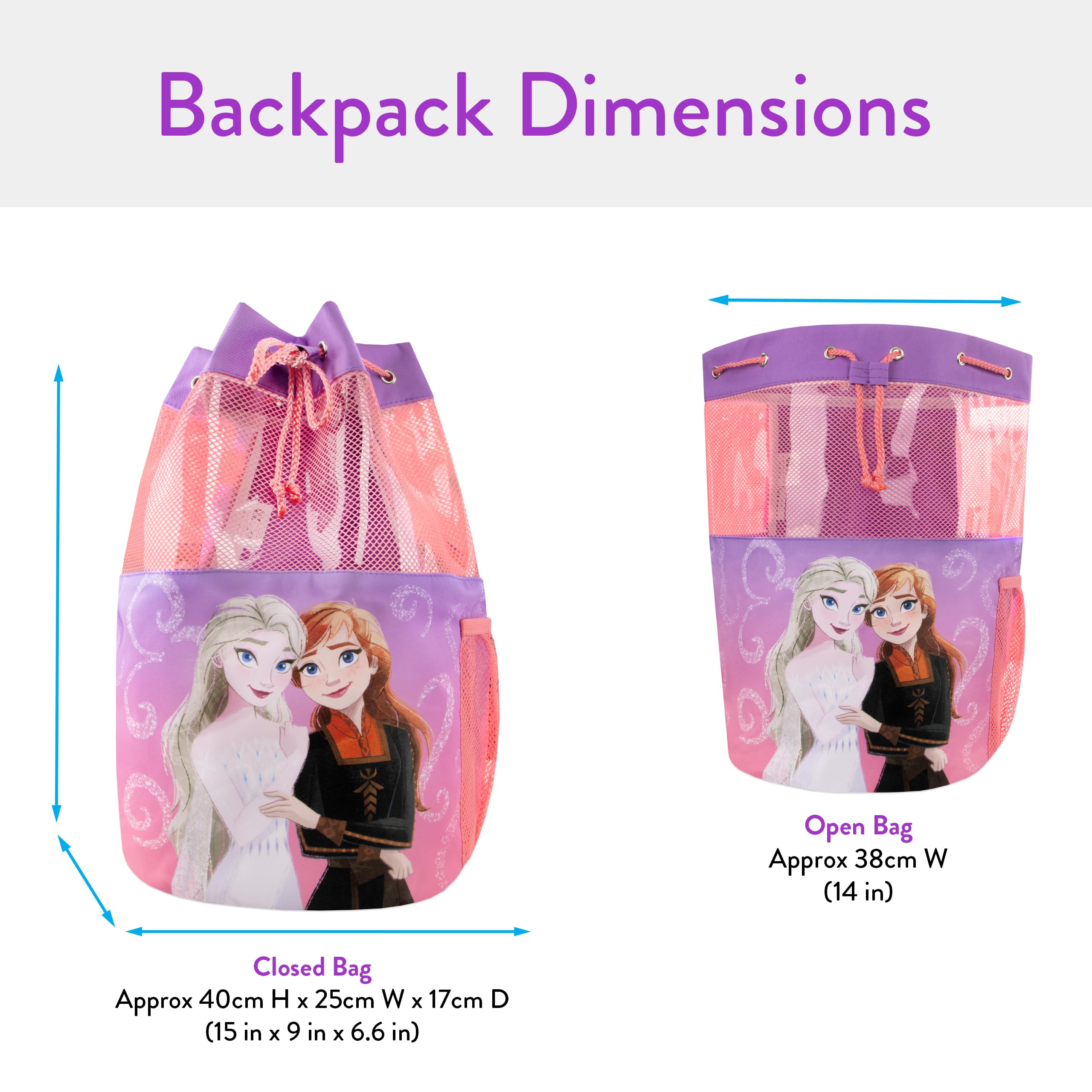 Disney Sac de natation La Reine des Neiges, sacs de natation Anna et Elsa, sac pour filles avec cordon de serrage - 4