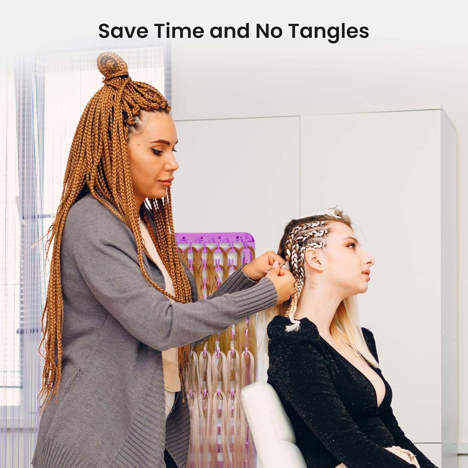 Braiding Hair Rack 280 Pegs, Height Adjustable, Mobile Braid Rack with Wheels, Standing Braider Rack Hair Stand Divider Separator Hair Extension Holder Hanger for Salon Home