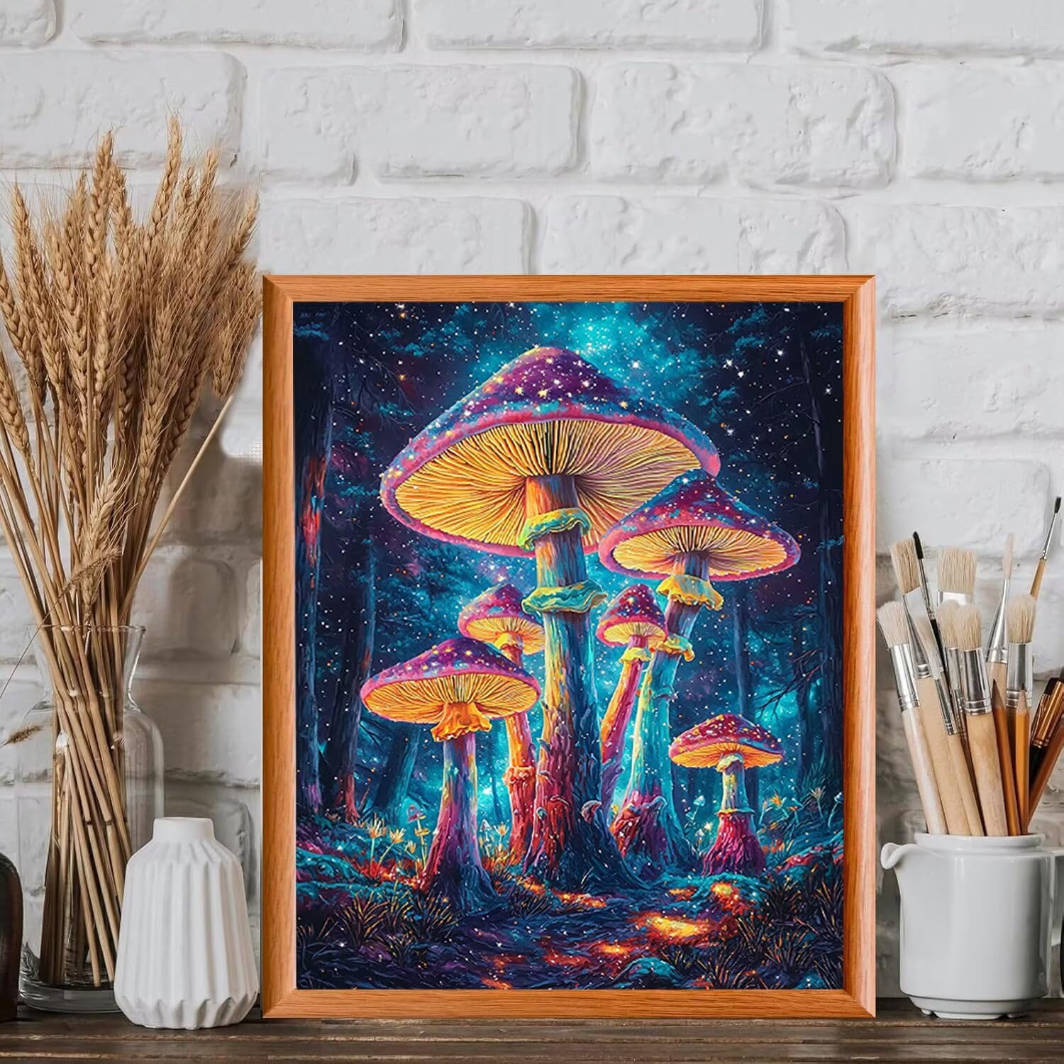 Champignon sous le ciel étoilé Peinture Numero Adulte Kits, 80x100cm m-1017