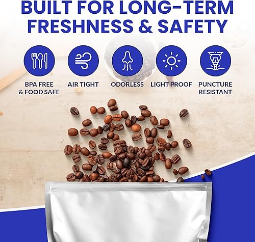 Miniatura 10 de Opalpros 70 bolsas de Mylar reforzadas de 14 mil para almacenamiento de alimentos con absorbentes de oxígeno, media pinta (30), 1 cuarto de galón