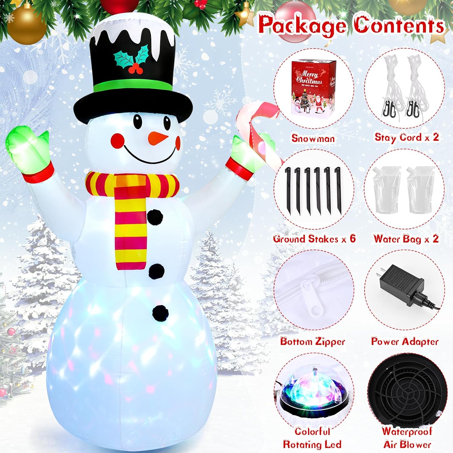 FRAMICS 7フィート クリスマス 空気注入式 屋外装飾、雪だるま クリスマス 空気注入式 ブローアップ クリスマスデコレーショ