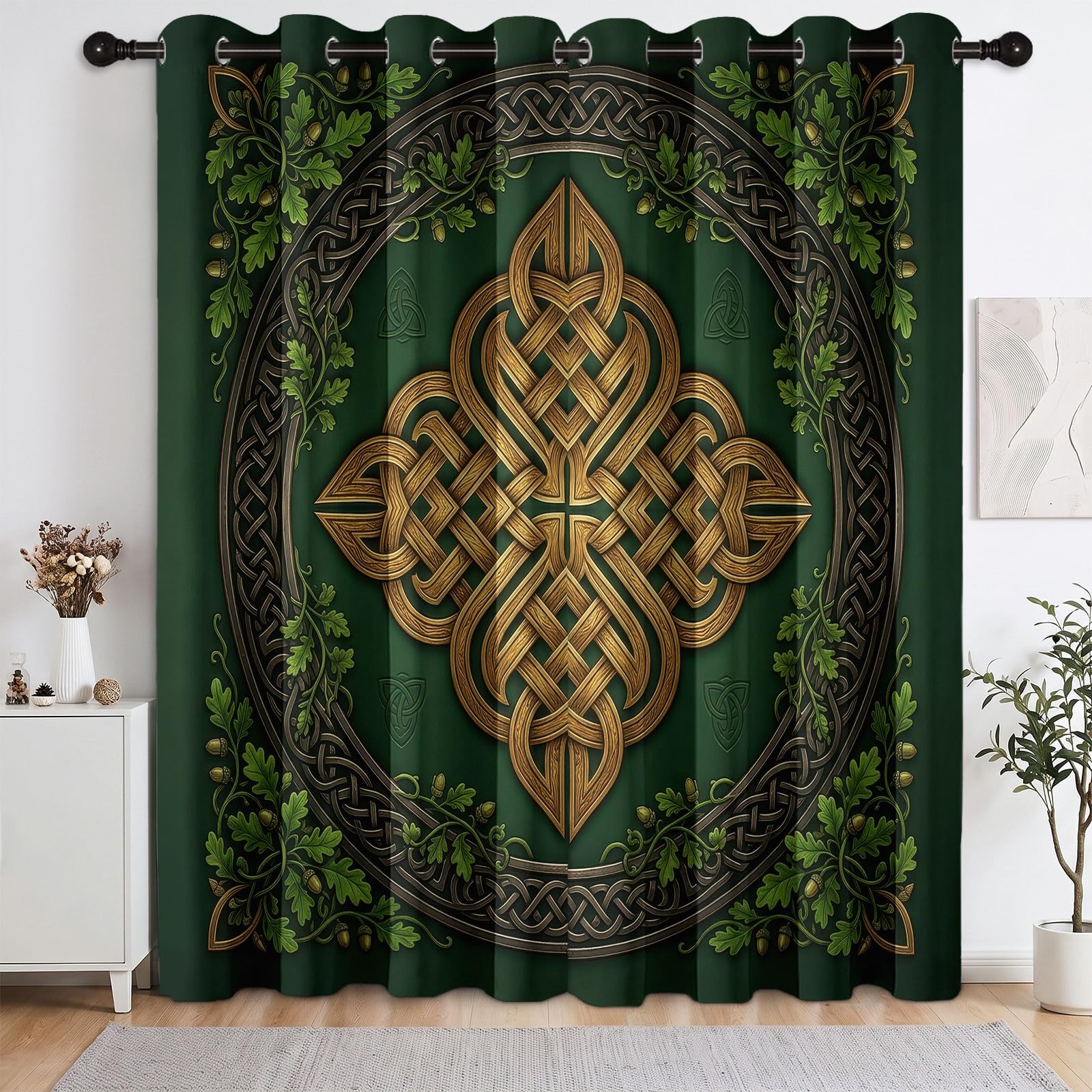 Cortina de nudo celta 75 x 166 cm, juego de 2 cortinas interiores con