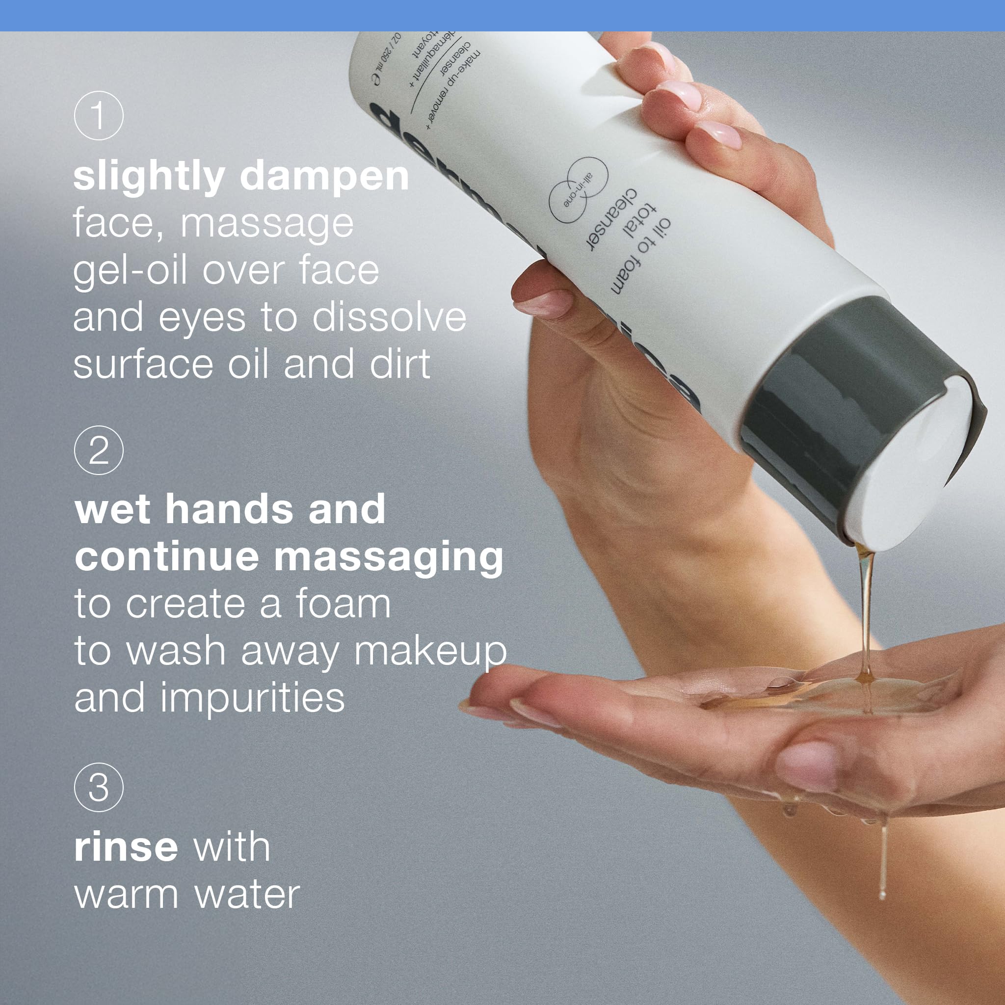 Dermalogica Oil to Foam Total Cleanser 250ml - Soin hybride 2-en-1, démaquille et nettoie les impuretés. Pour une peau lisse, hydratée et éclatante