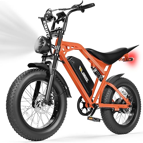 ESKUTE V200 Electric Dirt Bike for Adults,52V20.8Ah Battery,20" x4.0 Fat Tire,32MPH,NFC Unlock Color Display,7-Speed Dual Suspension,Dirt E-Bike,80 Miles, Streamlined Frame, E-Bike for Youth & Adults