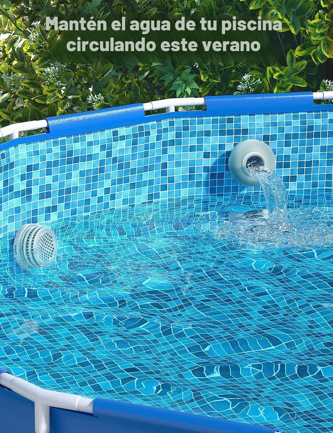 Pipihome Juego de conexión para piscina de 32 mm, boquilla de entrada para piscina, filtro de piscina, accesorios con rosca interior para atornillar, compatible con revitalización del agua (gris)