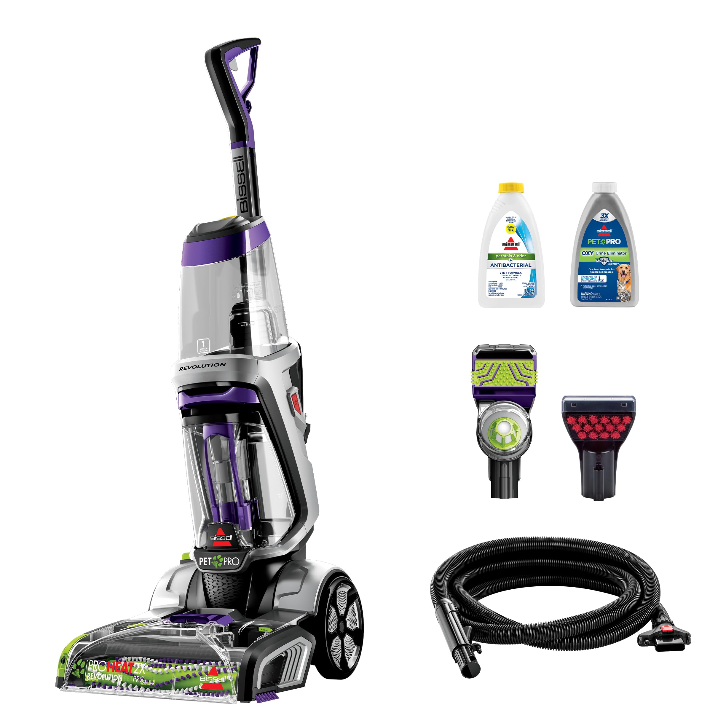 BISSELL ProHeat 2X Revolution Pet Pro Plus, 3588F, Upright Deep Cleaner, 30-minute Dry Time, Dual Dirt Lifter Powerbrush, Hose & Tool Attachment, Pet Upholstery and Tough Stain Tool IncludedBISSELL ProHeat 2X Revolution Pet Pro Plus, 3…