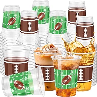 100 Pcs 16oz Football Cups Plastic, Football Party Decorations Supplies Favors for Football Party Game Tailgate Events, Football Party Cups Football Birthday Party Decorations 2025