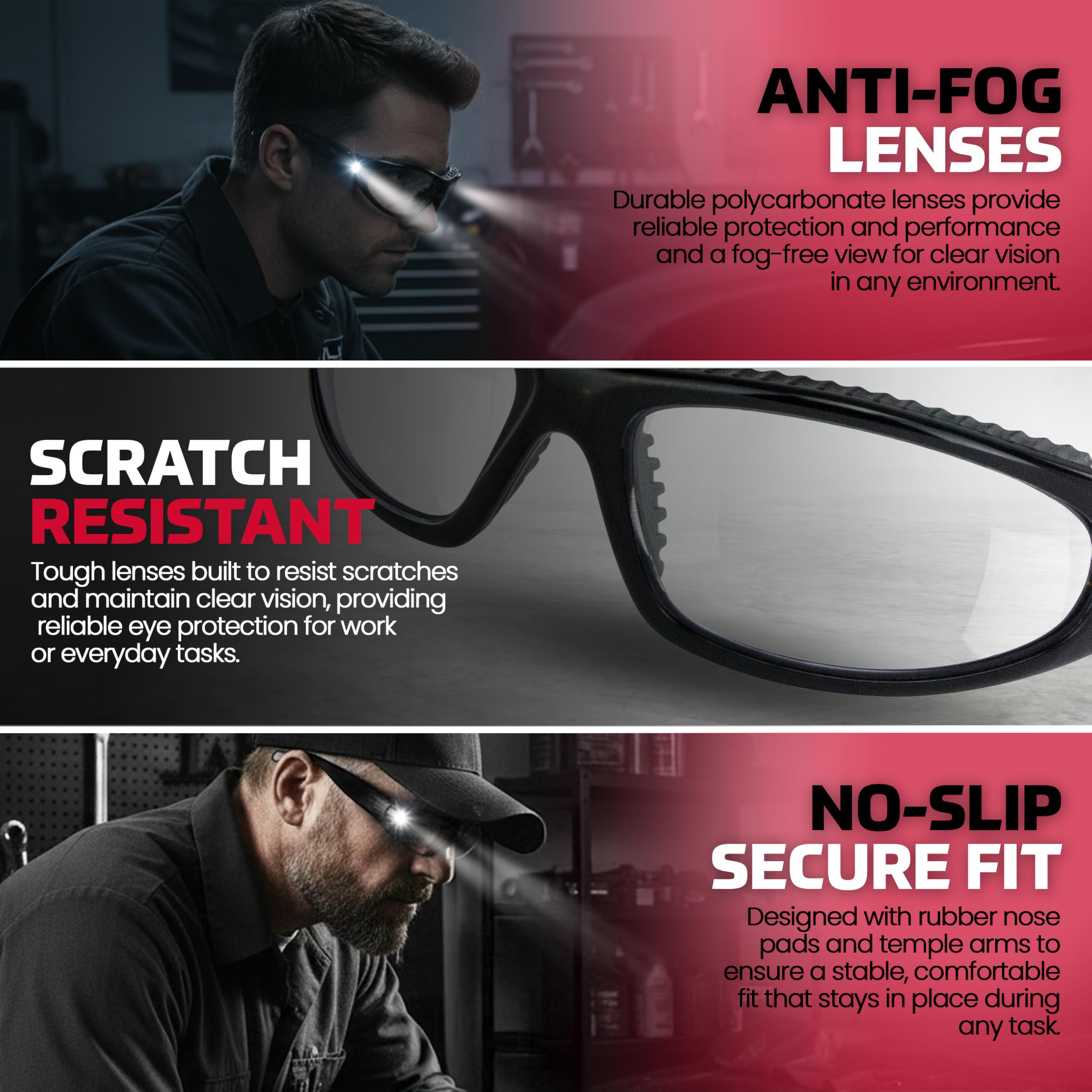 SAS Safety 5420-50 LED Inspectors Safety Glasses