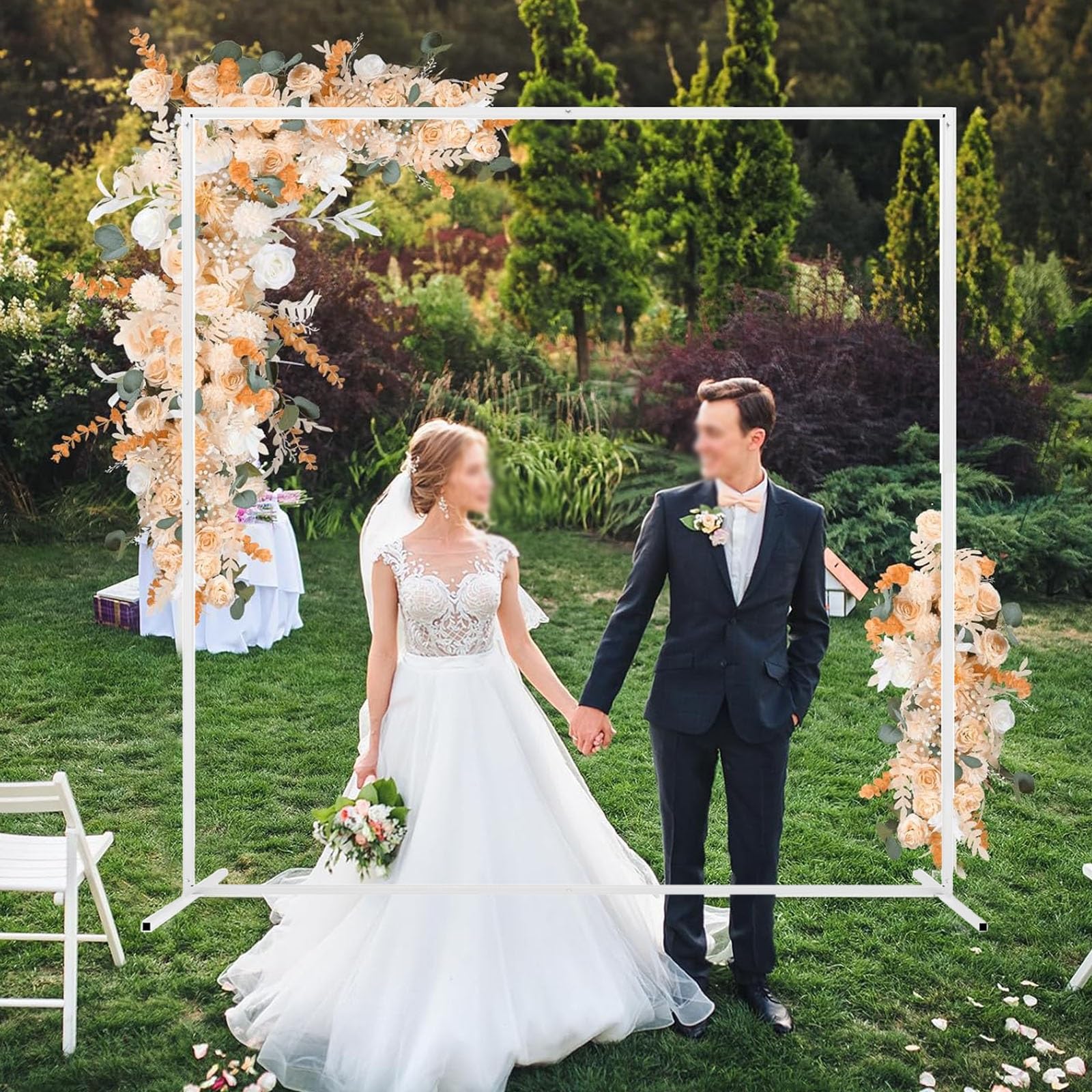 ArcoDe Metal Para Boda, ArcoDe Boda De Fondo, Decoración De Ceremonia Fiesta, Durable Soporte De ArcoDe Globo De Metal, Interior Exterior Kit Para Fiesta De Cumpleaños, Reutilizable(White,1X2M)