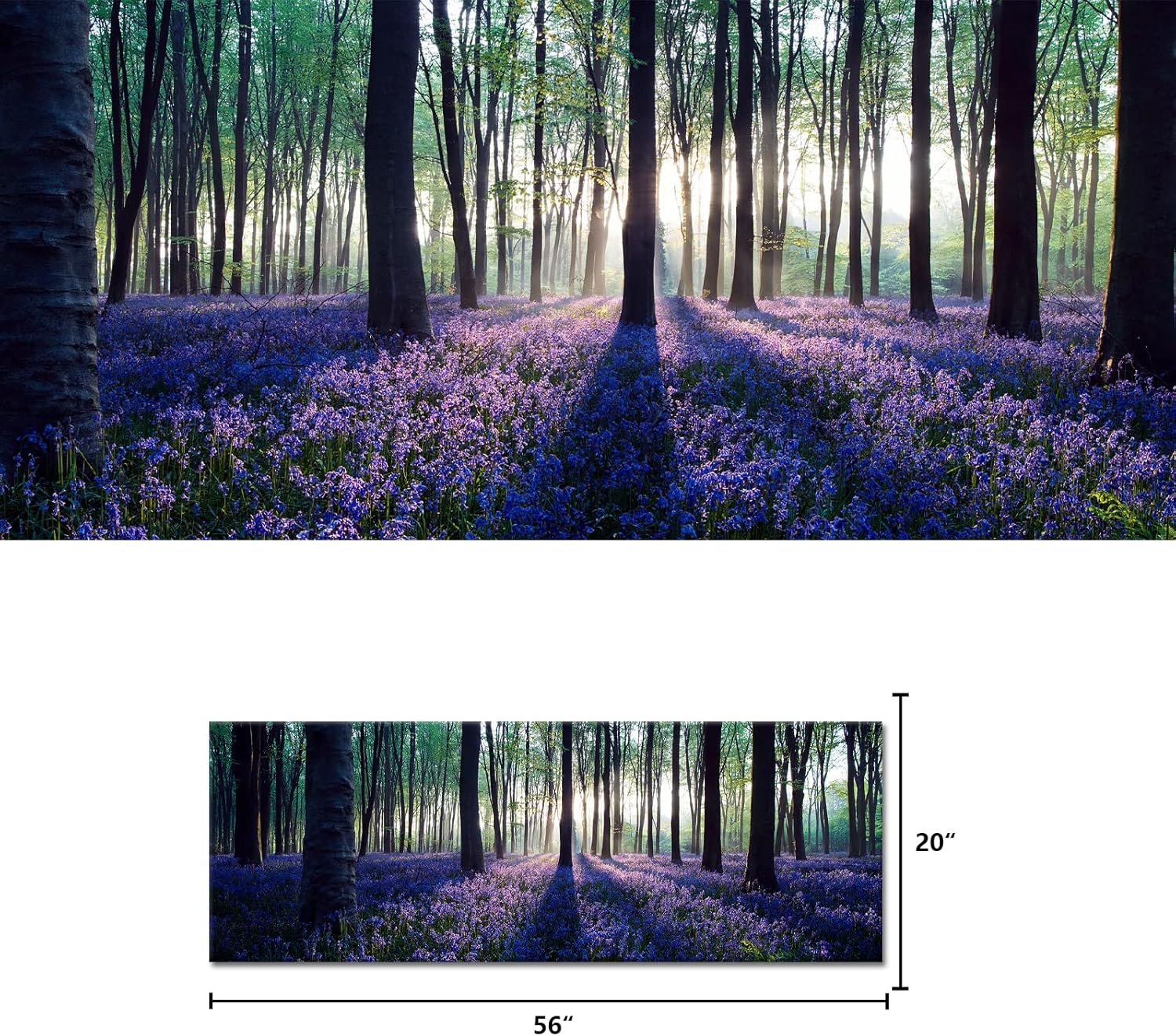 Visual Art Decor Framed Large Purple Canvas Wall Art Mild Sunshine Lavender Forest Landscape Tree Wall Art Picture Prints Gallery Wrap Home Living Room Decoration