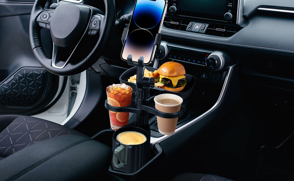 Plateau Voiture 5 En 1 Bvdfgk - Support Téléphone, Porte-Gobelets Et Plateau Repas Réglable