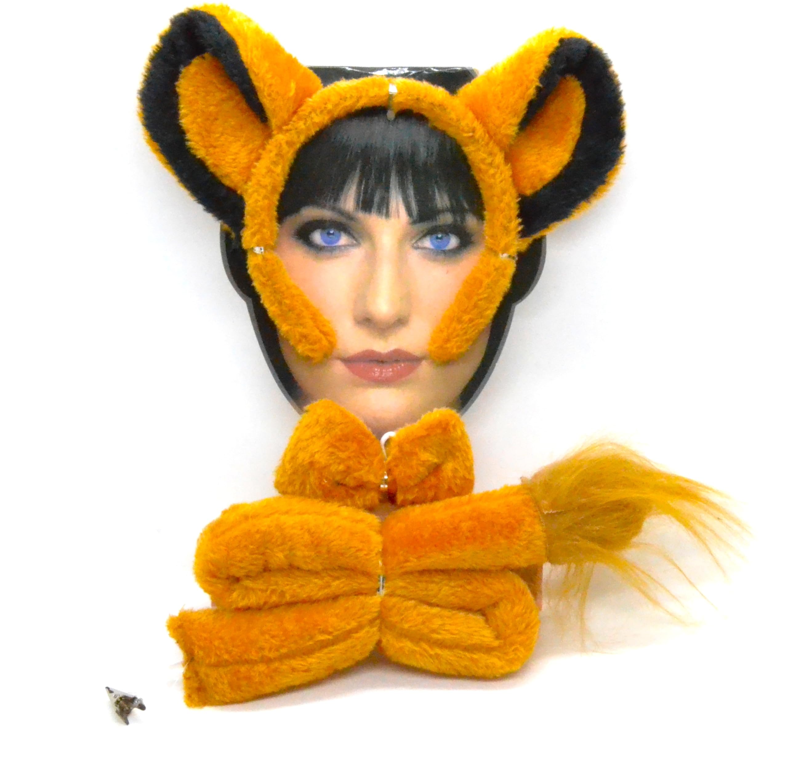 Z1 Tiger Costume Set 3 Pieces Headband with Ears, Bow Tie and Tail, Yellow and Black, for Adults