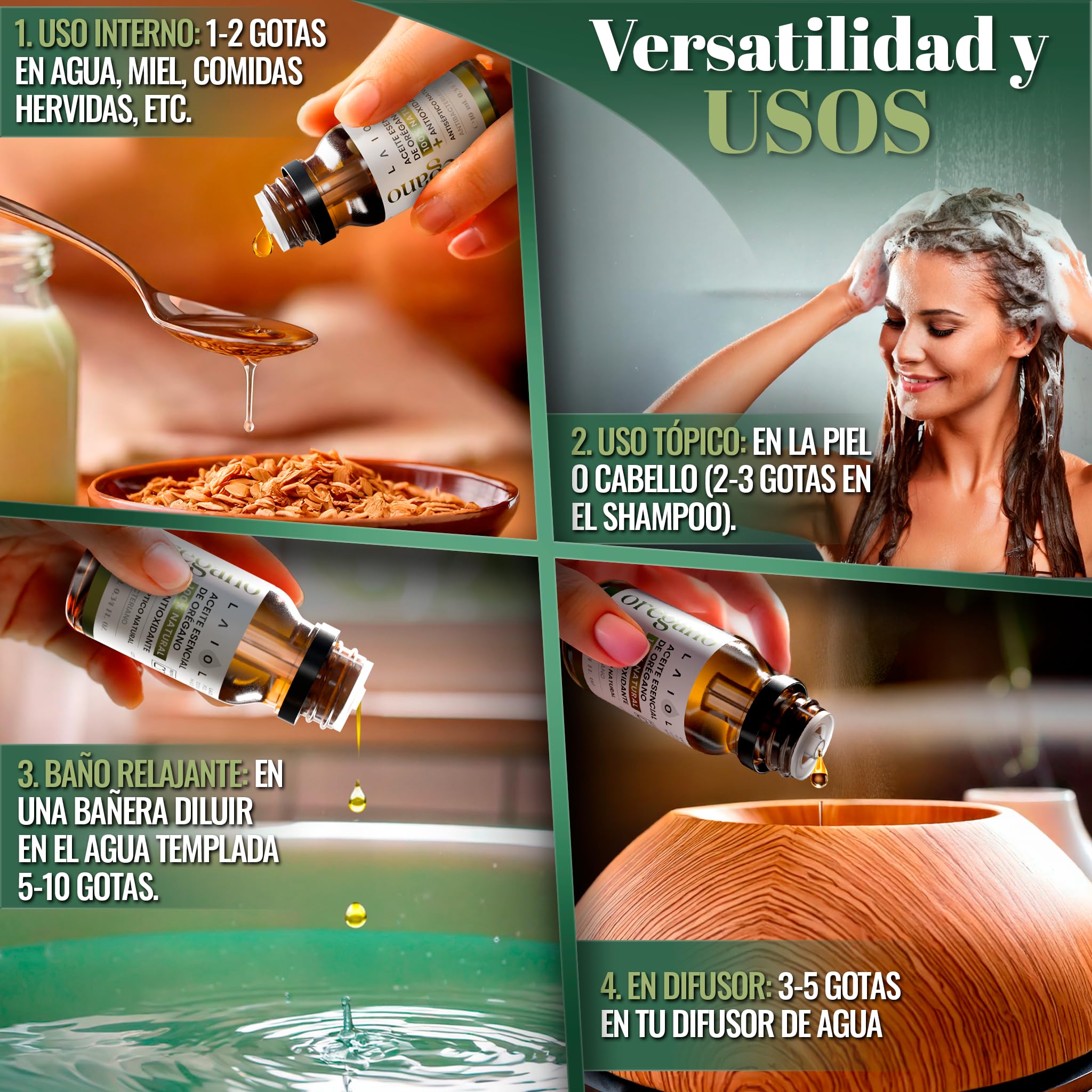 Aceite de Orégano 10 ml - Puro 100% Natural con Carvacrol - Aceite Esencial de Orégano Líquido y Orgánico - Uso Alimentario y Terapéutico - Gotas Concentradas para Bienestar, Defensa y Cuidado