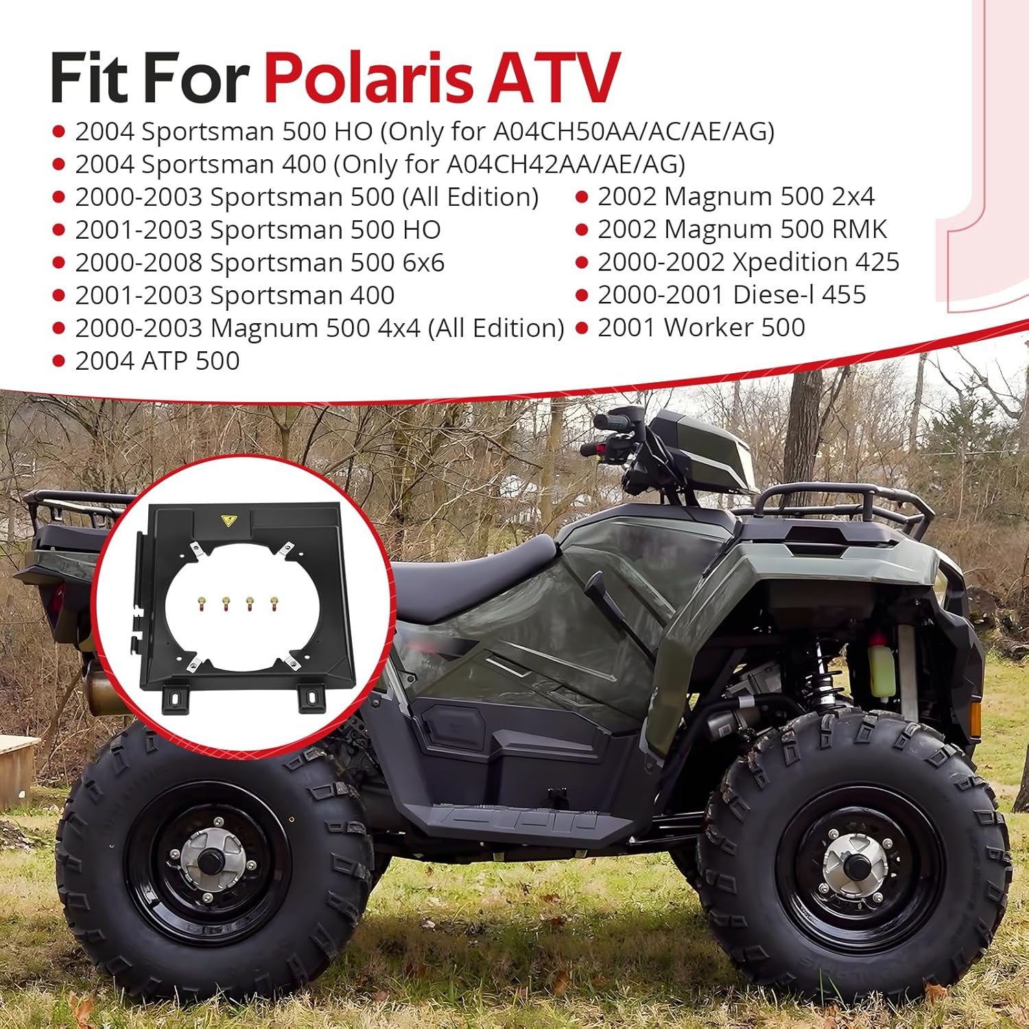 JAVIK Radiator Fan Shroud With 4 Pcs Screw For Polaris Sportsman Magnum Diese-l Worker Xpedition 400 425 455 500 2000-2008 O.E.M# 5433059