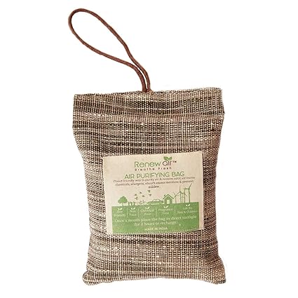 Renew Air Activated Coconut Charcoal Natural Air Purifier for Car, Home, Bathrooms, Kitchen and Living Area, Air Freshener for Room (200g) (Brown)