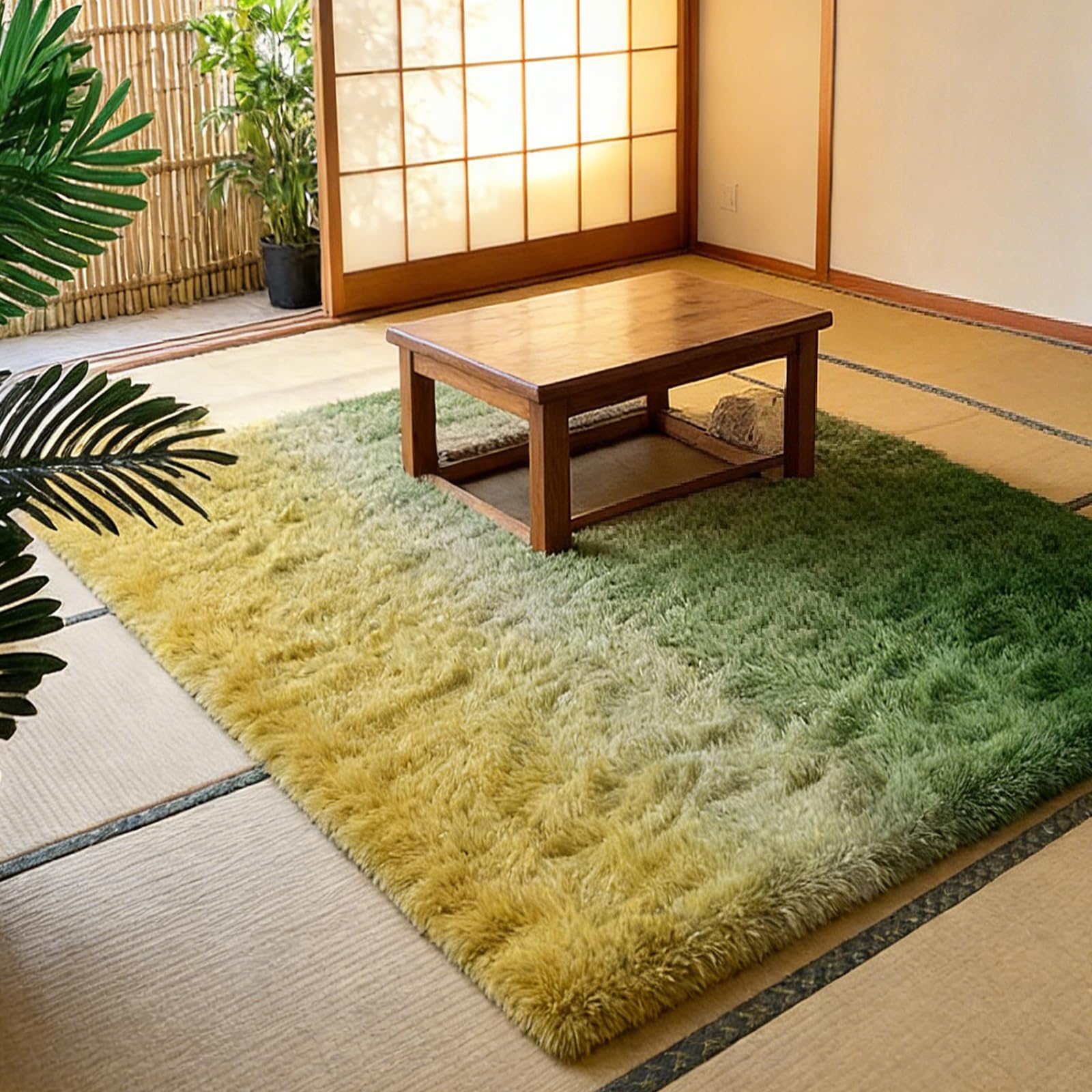Tapis de salon 160x325 cm vert pour réchauffer un sol froid et glissant