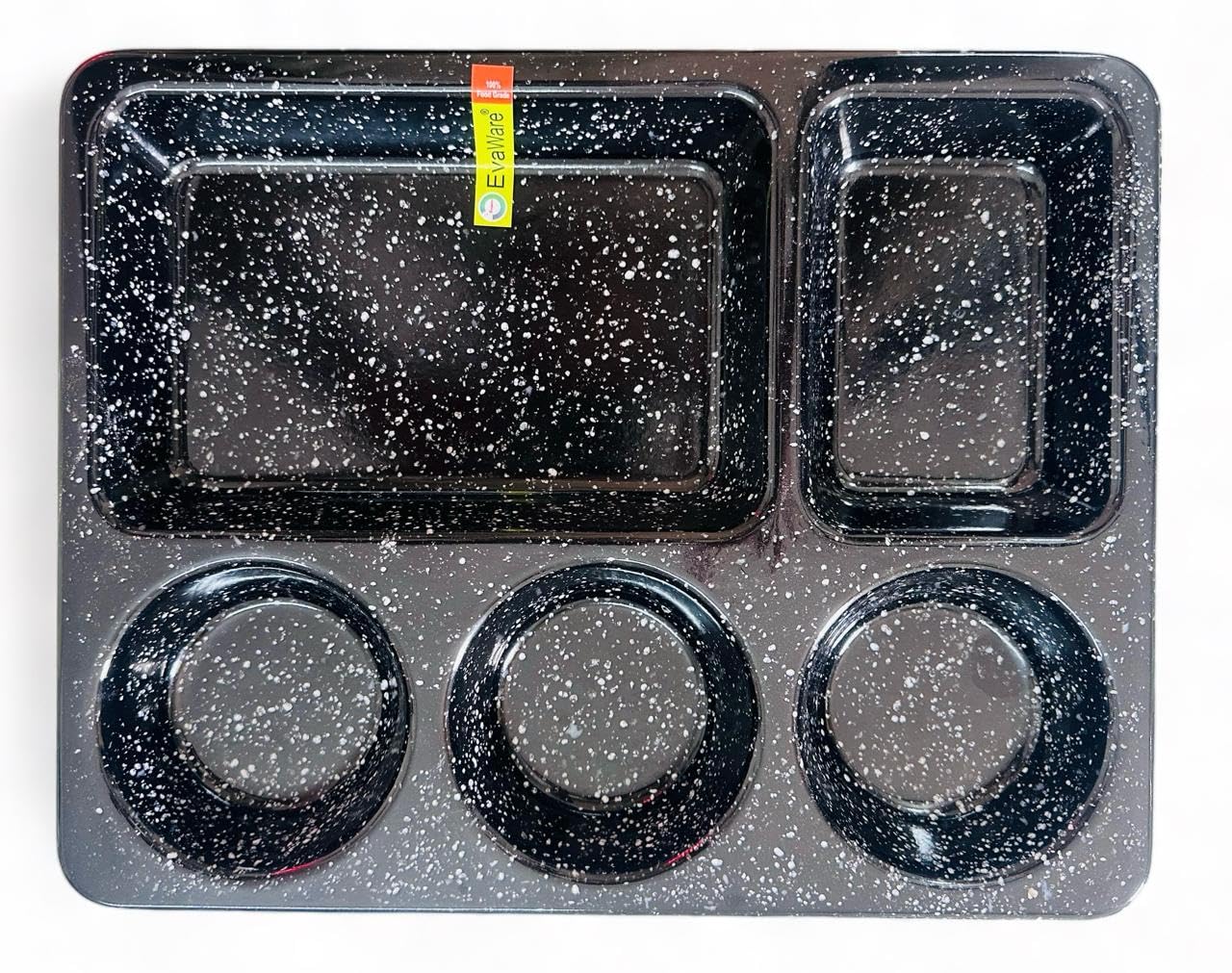 EVAWARE Multipurpose Plate for Pav Bhaji/chilla/idli/dosa/vada/Chole Kulche Etc Dinner Plate 5 Partition Dinner Plate (Black, 1) (B0CVXNSBR4) Amazon Price History, Amazon Price Tracker