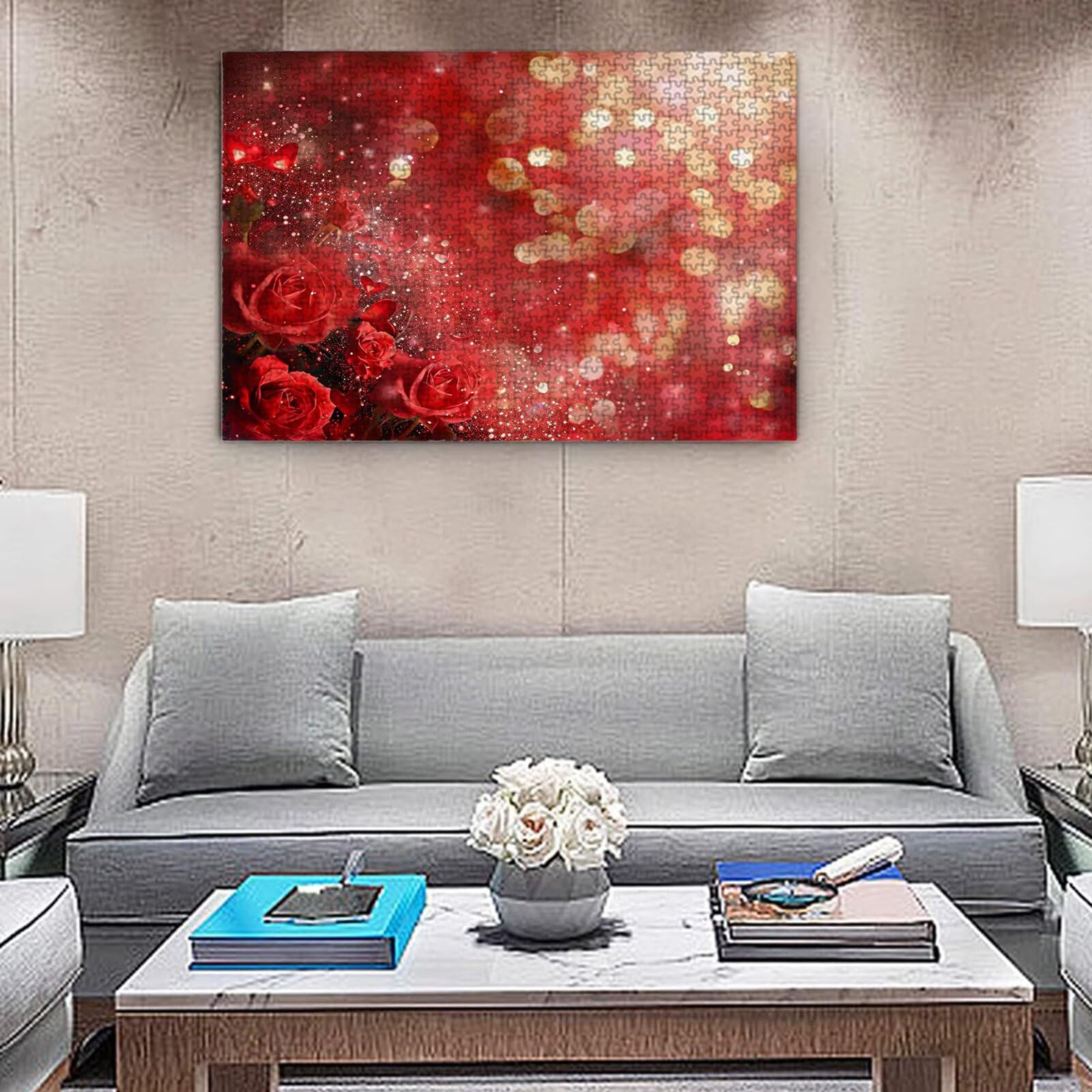 Jigsaw Puzzle, 6000 Pezzi Puzzle Classici, Rosso Puzzle Rilassamento Intelligence, Mpossibile Difficile Puzzles impegnativo per adulti Puzzles per Gioco Familiare, Regalo per Amore Amico Rosa K0F-135
