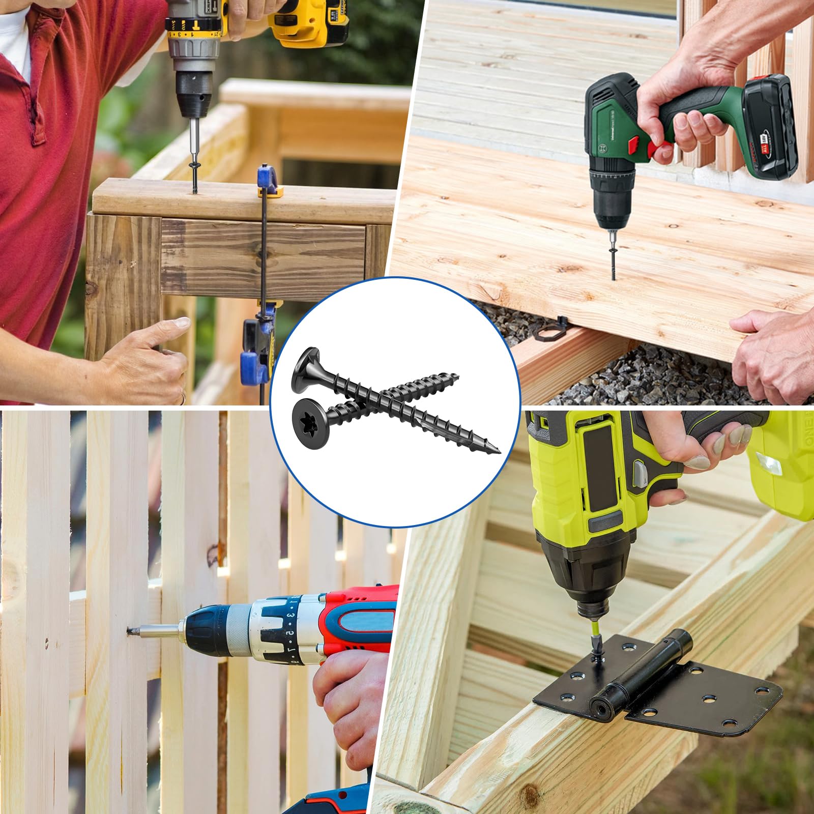 480 Stück Deckschrauben, #10 Holzschrauben-Sortiment-Set, 4 Größen, sortiert, rostbeständige Torx-Schrauben mit Flachkopf, schwarzes Schraubenset für Holzbearbeitungsprojekte, Stern-Bit im