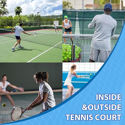 Miniatura 7 de Red de tenis profesional resistente para canchas de tenis de repuesto portátil de nailon para canchas de tenis estándar incluye 2 tacos de fibra de
