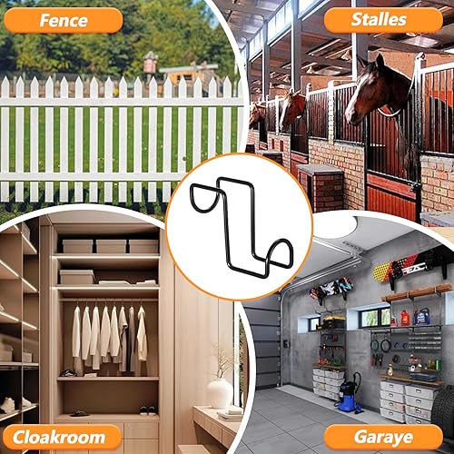 8 Pcs 4 Inch Tack Hook, Heavy Duty Metal Over Rail Tack Hook for Hanging Horse Bridles, Buckets (Black)