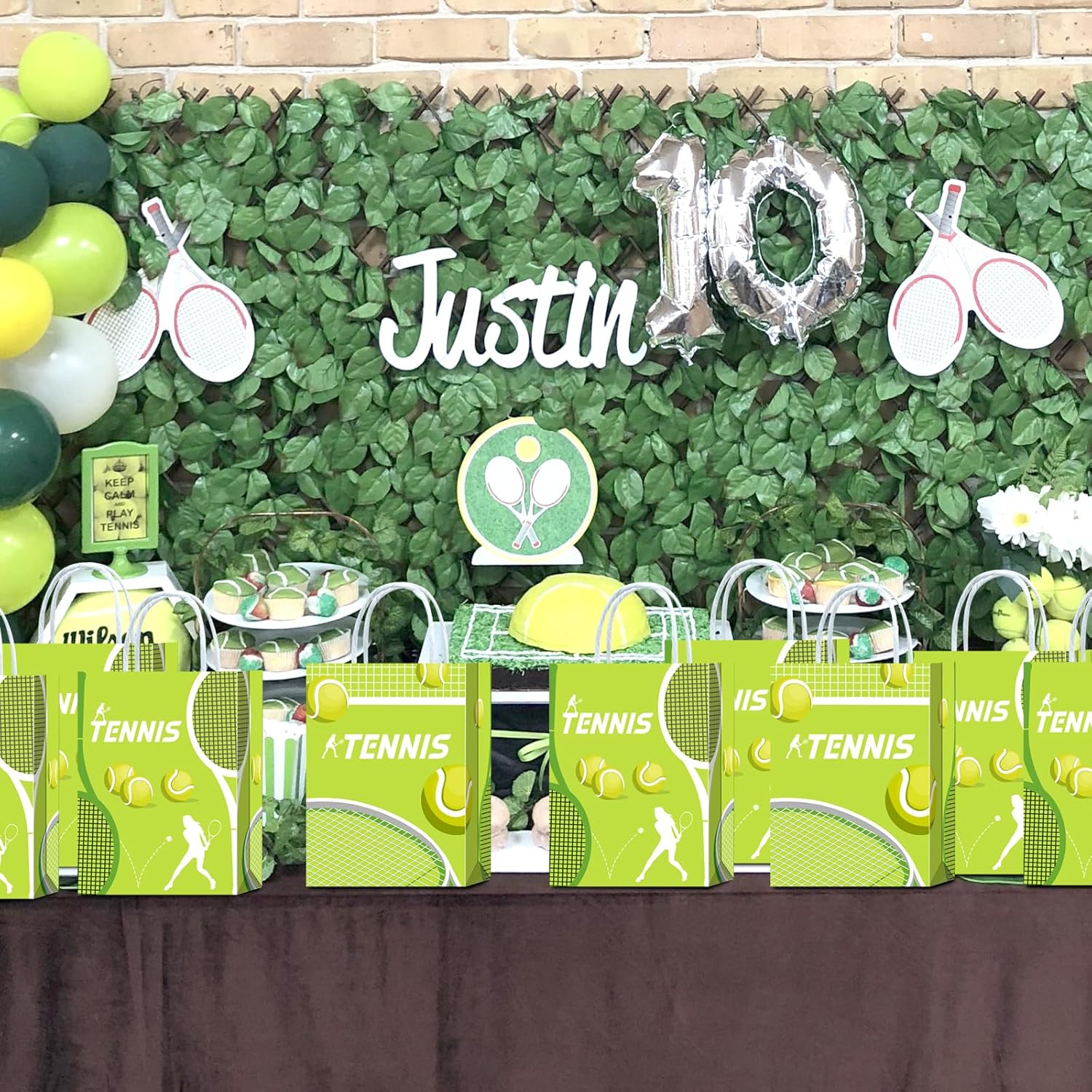 Brattol 16 Pieces Tennis Gift Bags for Tennis Party Supplies, Tennis Goody Treat Candy Party Favors Bags with Handles for Kids Adult Tennis Theme Birthday Party Decorations - Image 3