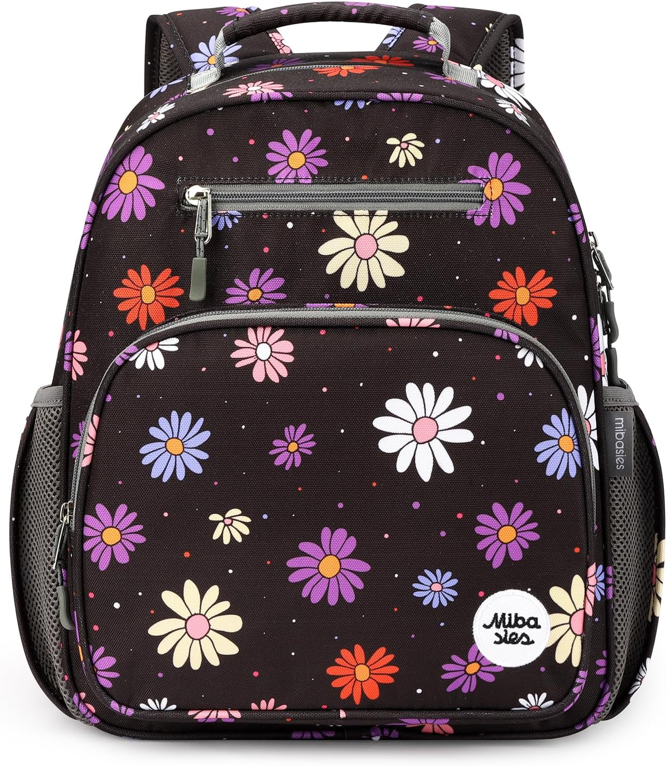 mibasies Kids Backpack for Girls: Girls Backpack 5-8 - Kindergarten Elementary School Bookbag for Girl - Cartoon Daisy Black
