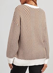 Dokotoo Women's Crewneck Cute Sweaters 2024 Striped Colorblock Fall Winter Knitted Pullover Tops