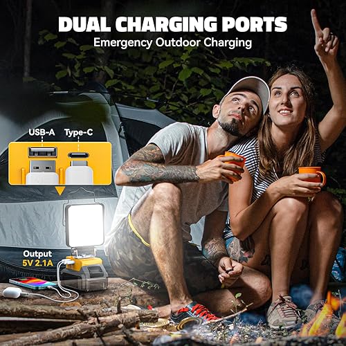 Miniatura 5 de Luz de trabajo mejorada 2022 para DeWALT luces LED cuadradas de trabajo de inundación de 27 W, luz de batería de litio de 18 V20 V MAX con