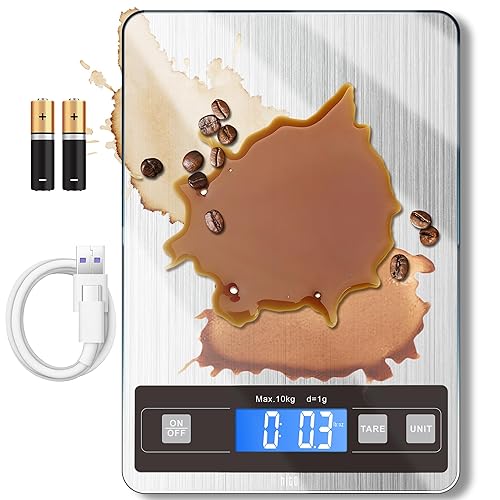 hito Báscula de alimentos, báscula digital de cocina de 33 libras, peso gramos y onzas, impermeable, recargable, para pérdida de peso, cocinar y