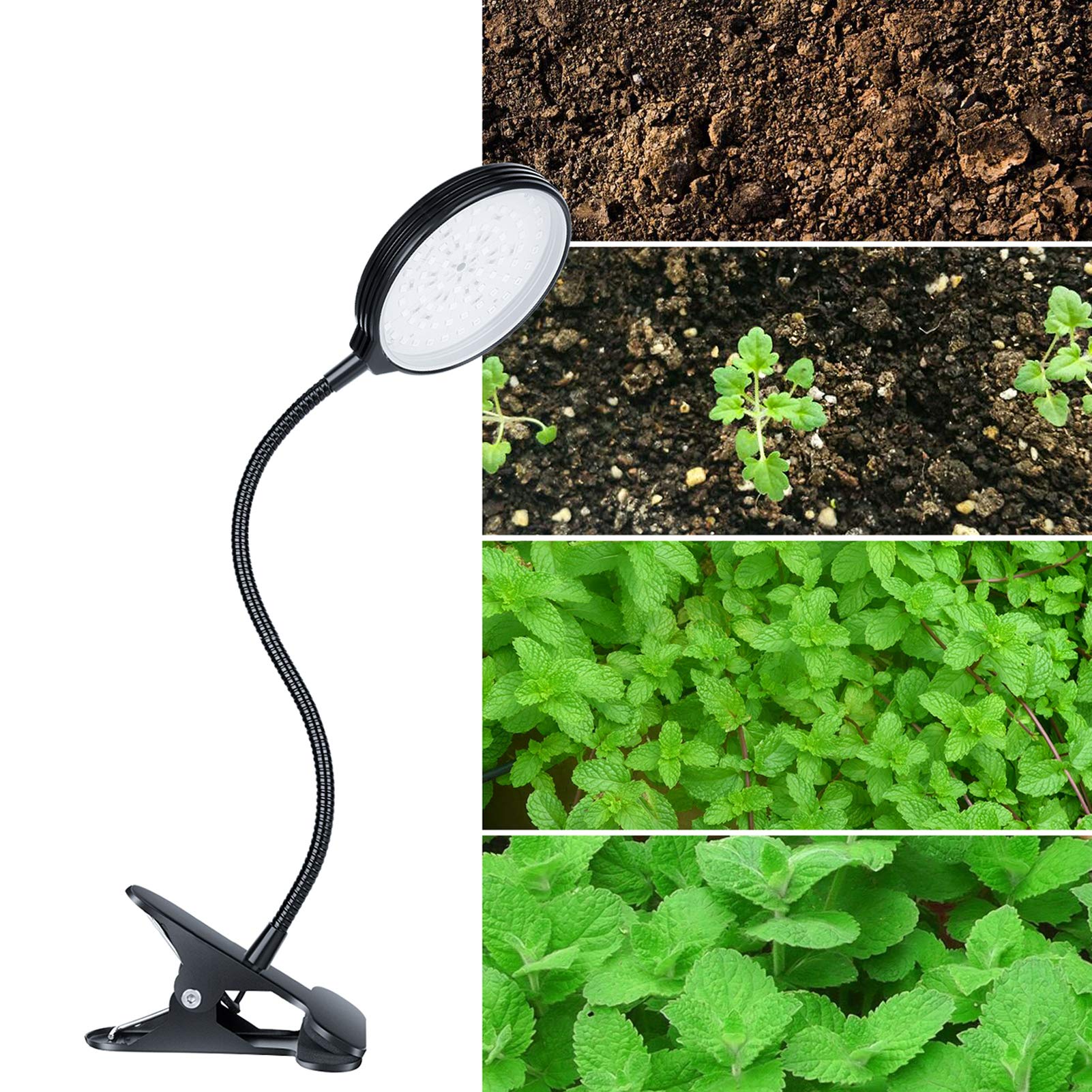 Irfora LED Grow Light para plantas de interior, 60 W, 4 cabezales de LED rojos y azules, encendido y apagado automático con temporizador de 4/8/12H, 3 modos de luz, 5 niveles de brillo, IP66,