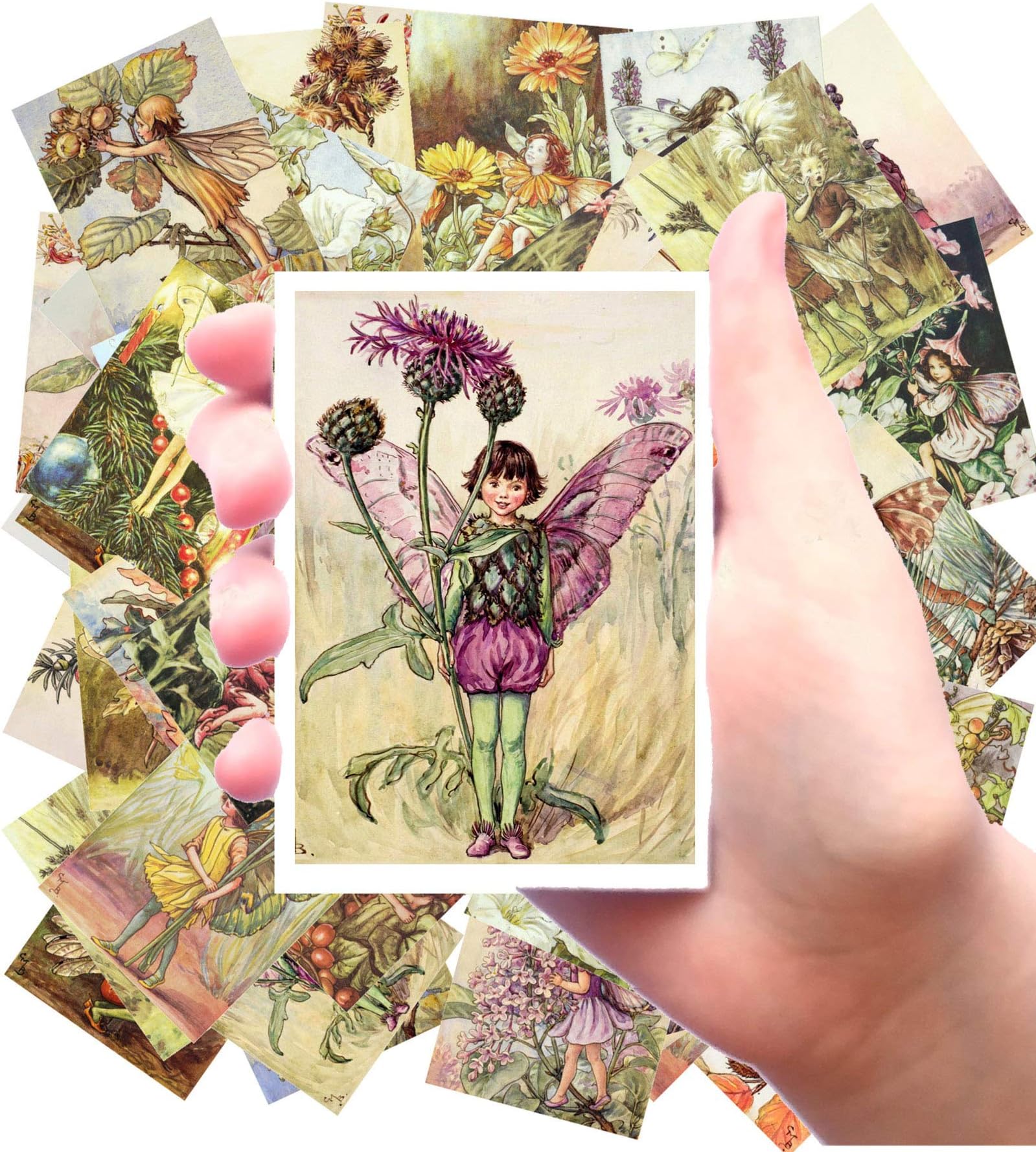 Large Stickers (24 Stickers, Size Each Sticker 2.5"x3.5”) Flower Fairies Fantasy FLONZ Craft Vintage Art Deco Ephemera